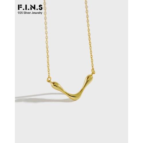 F.I.N.S S925 Sterling Silver Necklace INS Minimalist Letter V Pendant Necklace Female Collarbone Necklace Prevent Allergy