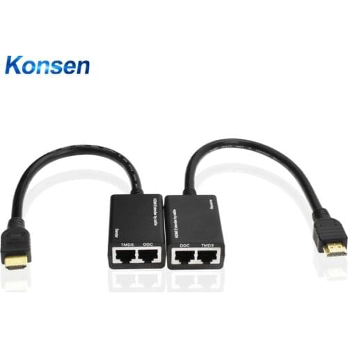 1 Pair 30M HDMI-compatible Extender Over RJ45 CAT5e CAT6 UTP LAN Extender Repeater 1080P 3D Extension Cord for PS3 DVD HDTV