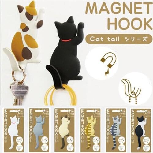 1PC Cat Shaped Magnetic Wall Mount Keys Hook Kitchen Accessories Fridge Magnet Hanging Decoration Hooks For Home Kitchen Fridge