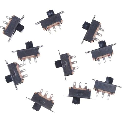 10 Pcs 2 Position DPDT 2P2T Panel Mount Vertical Slide Switch 6 Pin 0.5A 50V DC 6P DPDT Solder Pin 2 Position slide switch