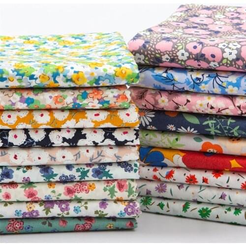 145x50cm Vintage Small Floral Pastoral Flowers Twill Cotton Sewing Fabric Making Bedding Dress Handmade Pajamas Bag Cloth