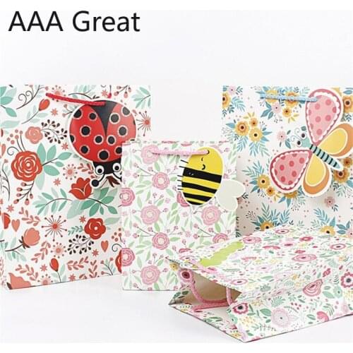 48Pcs/Lot Fashionable Jewellery Bags Kraft Paper Gift Bag New Year Children Festival Paper Bag With Handles Animal Pouches Party