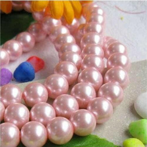 8mm Pink South Ocean Shell Pearls Loose Beads 15"