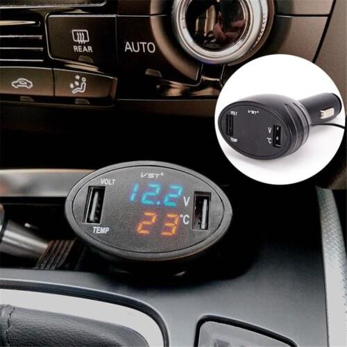 3-in-1 Car Black Charger Newest Model Cigarette Lighter Car Charger Full-sized Car Charger Temperature Car Accessories