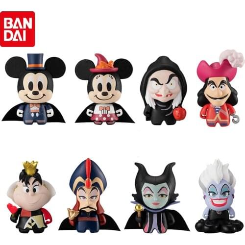 Bandai Genuine Gashapon Disney Villain Characters Halloween Gacha Minnie Mouse Mickey Mouse Huke Captain Action Figure Toys