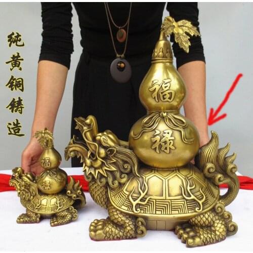 Large HOME SHOP Company Money Drawing Business booming bring good luck money gourd Exorcism Dragon turtle FENG SHUI brass statue