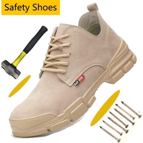 Anti-Smashing Steel-Toe Retro Men Safety Work Boots Comfortable Anti-Puncture Work Shoes for Men Antistatic Indestructible Shoes