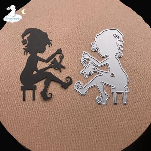 Bunnymoon Women with gifts Stencil Metal Cutting Dies For Scrapbooking Practice Hands-on DIY Album Card Craft Decoration