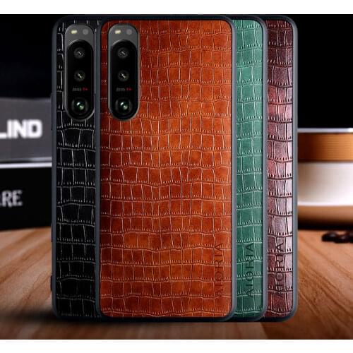 Case for Sony Xperia 5 III funda luxury crocodile pattern leather soft TPU hard cover for Sony Xperia 5 iii case capa cover