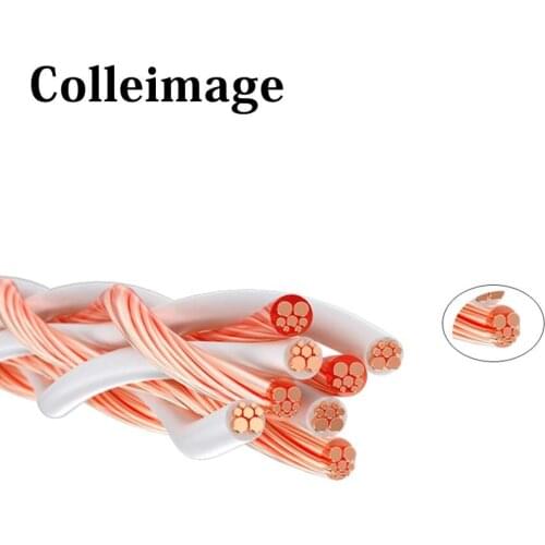 Colleimage 4TC OCC Copper Wire Cable for HIFI Audio Speaker Amplifier Turntable CD Player 8 Strands