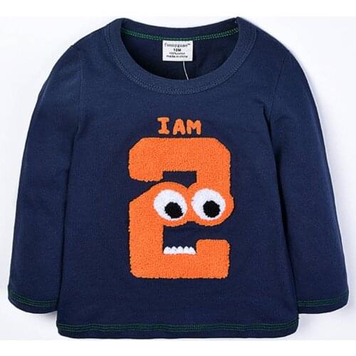 2017 Spring/Autumn 1-6T Kids Cotton Long Sleeve T-Shirt Baby Boys Girls Age Number Blouse Tops Children Pullovers Tee Camiseta