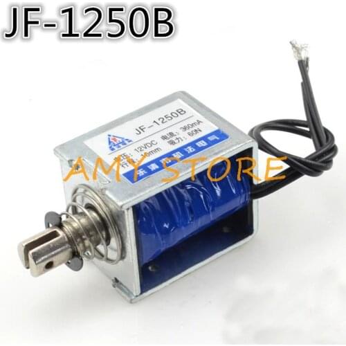 JF-1250B Model DC 24V 360mA Solenoid Electromagnet Push Pull Type Open Frame Solenoid Electromagnet 10mm 60N 13LB