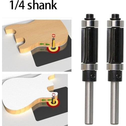 1/4 shank Trimming Knife Milling Cutter Carbide Flush Double Bearing Straight Trim 6.35mm Router Bit Woodworking