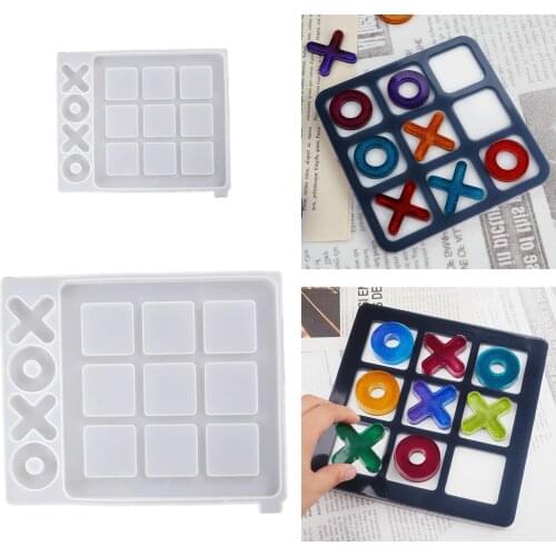 Crystal Resin Art Mold Tic-Tac-Toe Board Silicone Mould DIY Jewelry Making Tools