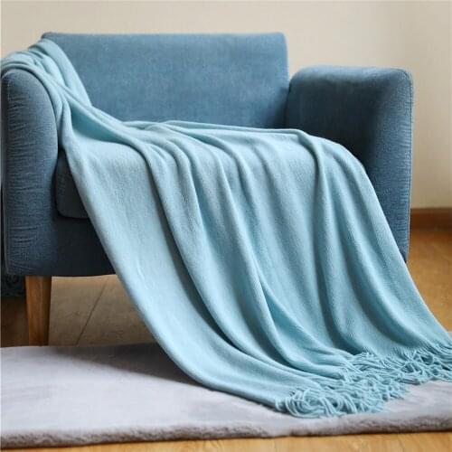 Ins Style Solid Color Knitting Throw Blanket Bed Sofa Towel Office Rest Nap Air conditioning Throw Home Textile Bedside Blankets