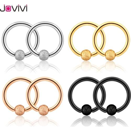 Jovivi 8/10mm Stainless Steel 16G Matte Ball Nose Rings Hoop Nose Studs Cartilage Tragus Daith Septum Ear Helix Eyebrow Lip Ring