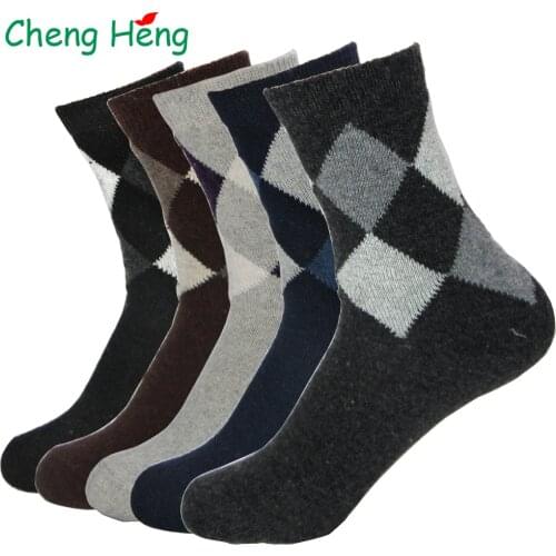 Rabbit Wool Quality Men Spring Winter Warm Socks Deodorant Breathable Soft New Business Casual Double Rhombus Pattern Meias Sock
