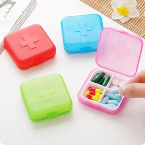 1PC 4 Grids Pill Box 4Colors Pill Medicine Box Holder Storage Organizer Travel Container Case Ring Earring Jewelry Box Splitter