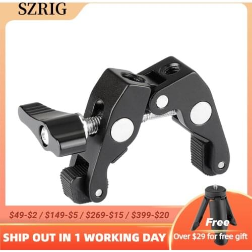SZRIG Clip Mini Super Crab Clamp With 1/4"-20 & 3/8"-16 Mounting Points for Magic Arm photo studio Accessory