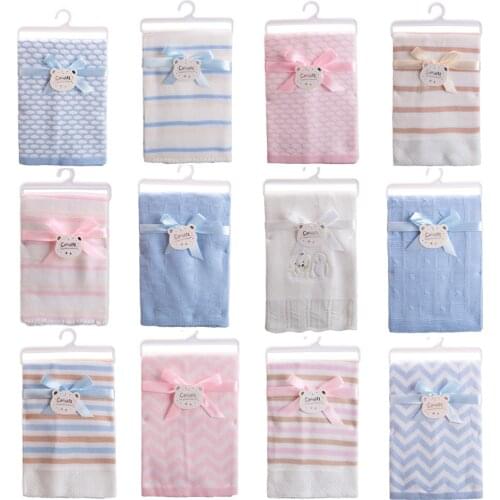 Gooulfi Baby Wrap Soft Acrylic Unisex Infant Kids Newborn Baby Blanket Wave Solid Monthly Toddler Bedding Kids Blanket