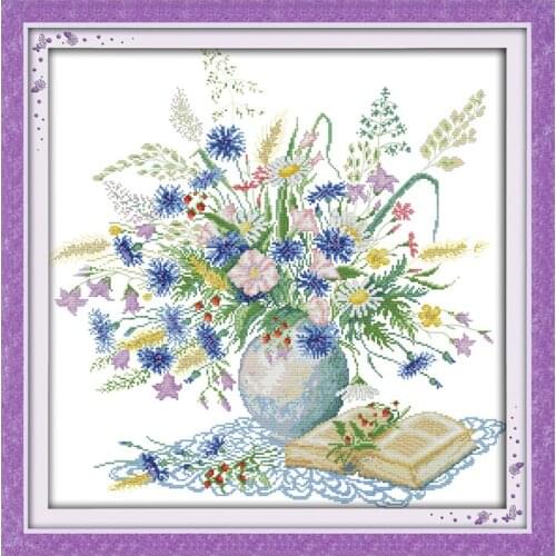 Needlework DIY Cross stitch kits Embroidery set,flower cross stitch pattern Printed canvas cotton handmade painting Wall Decor