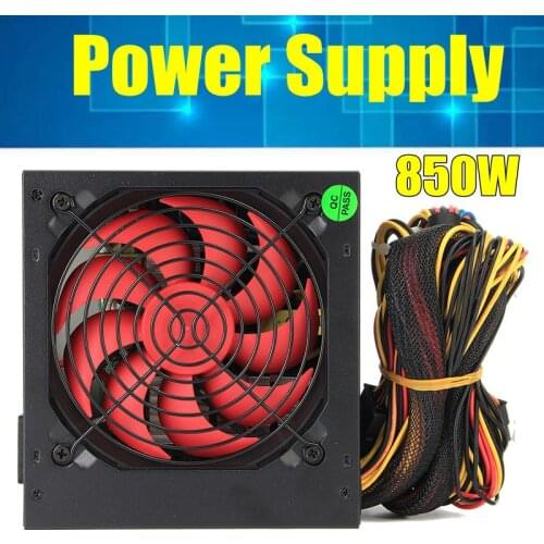 Newest 850W Power Supply 110V-230V 120mm LED Fan 24 Pin PCI SATA ATX 12V Active PFC PC Computer Power Supply for Desktop Gaming