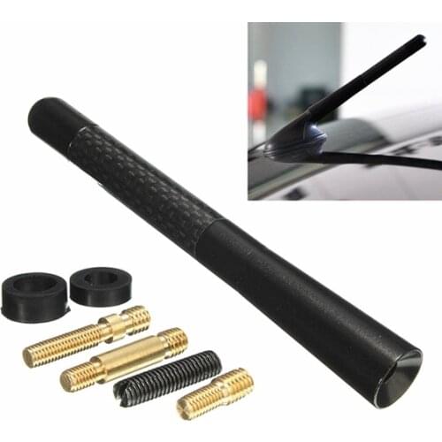 New Wholesale High Quality 4.72inch Universal Short Aluminum Auto Car Radio Carbon Fiber Antenna Replacement Screw Color Black