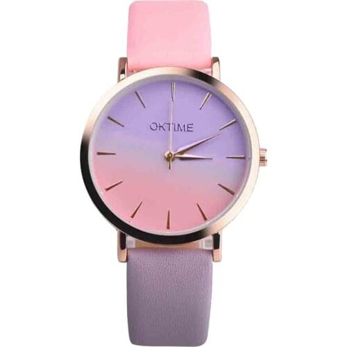 New Arrival Retro Rainbow Design Woman Watch Thin Leather Band Casual Luxury Analog Quartz Wrist Watch Relogios Feminino