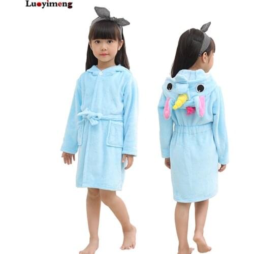 New Kids Anime Cow Costume Bathrobe Pajamas Blue Tenma Unicorn Flannel Sleepwear Hooded Towel Robes Home Cloths For Boys Girls