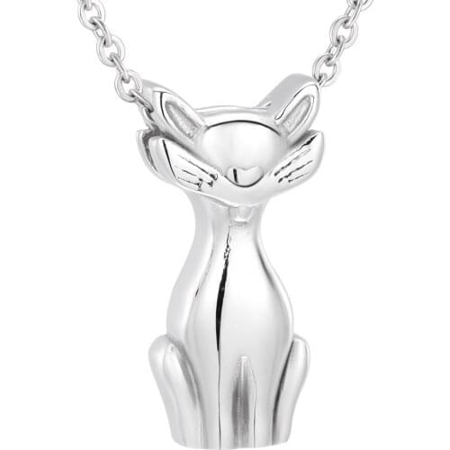 Stainless Steel Pets Cat Cremation Memorial Ashes Urn Necklace for Loved Cat Cremains Funeral Holder Lockets Keepsake Pendant
