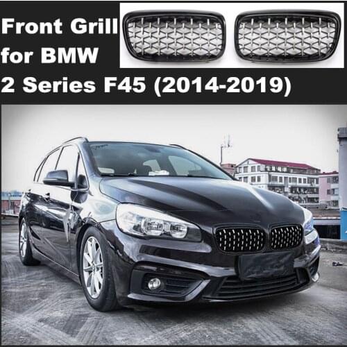 Front Kidney Grille For BMW 2 Series F45 218i 220i 235i 2014-2019 Diamond Grille Meteor Style Front Bumper Grill Car Styling