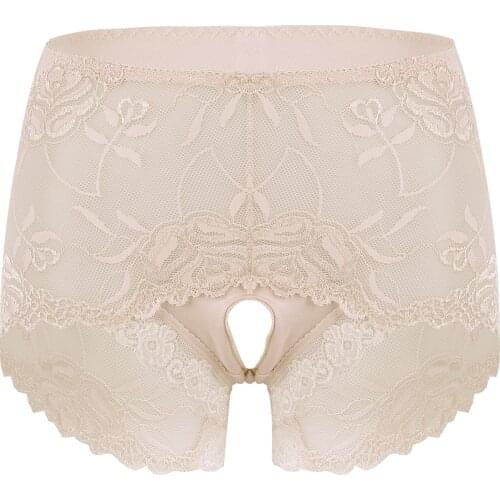 Sexy Women Panties Sex Open Crotch Hallow Out Briefs Erotic Lingerie Mid Waist Crotchless Sissy Panties Womens Exotic Apparel