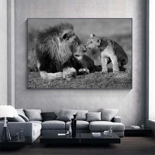 African Wild Lions Leopard Canvas Paintings on the Wall Art Lions Poster And Prints Black And White Animals Art Pictures Cuadros