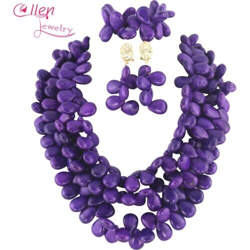 Popular Dark Purple hot Jewelry Set Nigerian hot Necklace Bridesmaid Gift Holiday Party Necklace hot Bracelet TL1188