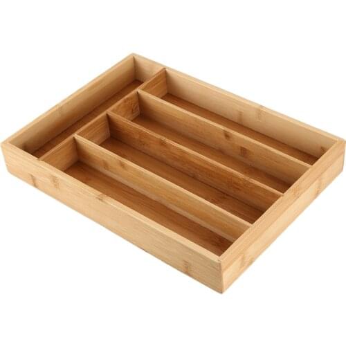 Practical Kitchen Cutlery Storage Box Expandable Cutlery Tray Bamboo Drawer Organizer Kitchen Accessories