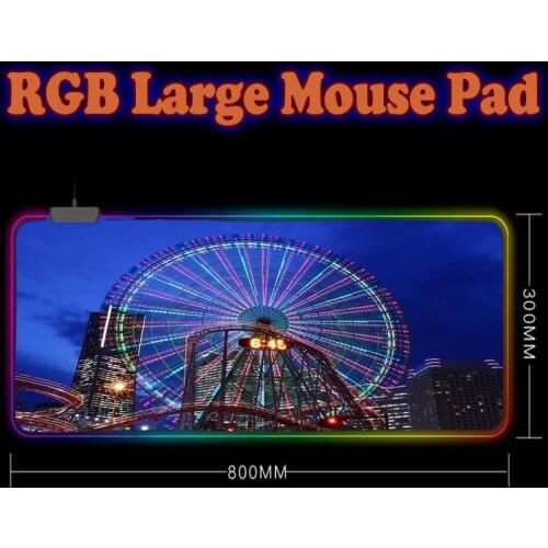 City View Pattern PC Laptop Rubber Non-Slip Large Gamer Mousepad Colorful Luminous RGB Mouse Pad Desk Mat Gaming Accessories