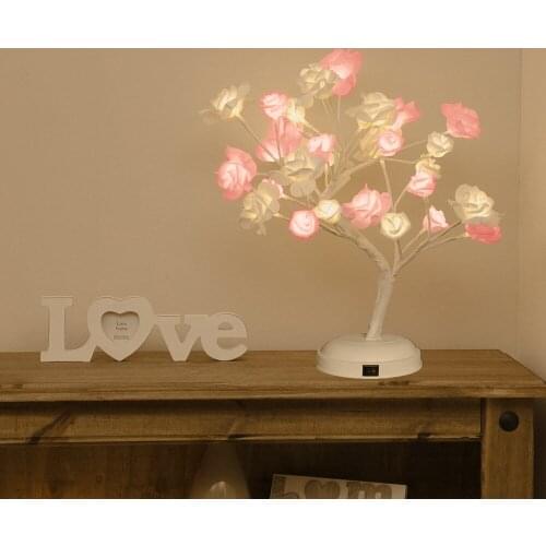 Romantic Rose Flower Tree Lights Battery Powered & USB Night Lamp For Wedding Valentines Day Event Party Garland Decorative