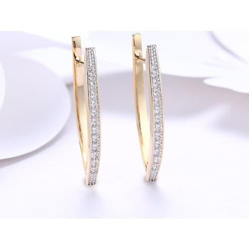 LJ&OMR Luxury Cubic Zircon Earrings Fashion Gold Color Jewelry for Noble Graceful Women Jewelry Brincos para mulheres