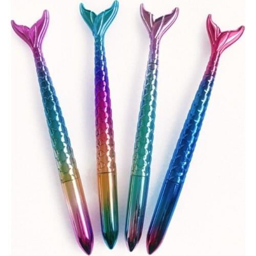 Mermaid Party 1pcs Cartoon Mermaid Tail shape Black Pen Wedding Gift for Guest Baby Shower Favorite Stationery for Student Pen-S