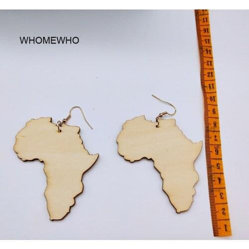 Gold Metal Unfinished Wood Africa Map Drop Earrings African Women Summer Wooden Fashion Jewelry Vintage Party Bridal Accessories