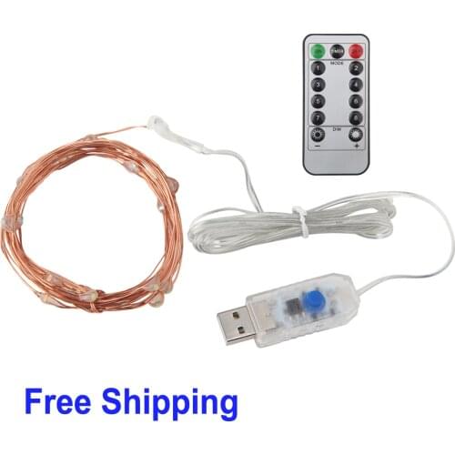 USB LED String Light 5M 10M Waterproof Fairy Holiday Lights With 13KEY Remote to Adjust the Brightness and Mode for Decoration