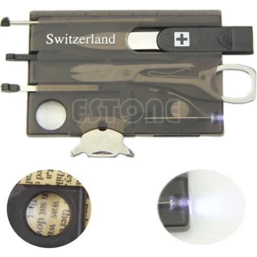 Handy Multifunctional Survival Camping Tool Card Knife LED Light Magnifier New