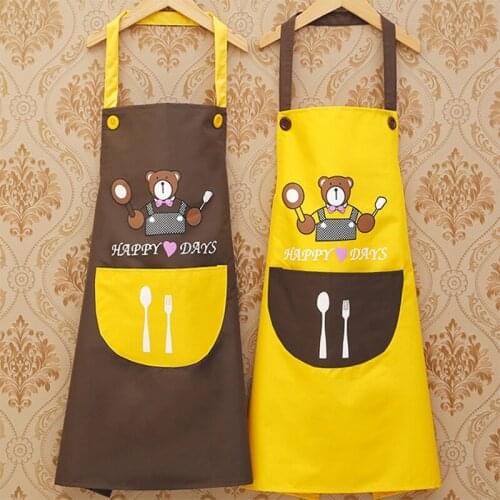 Cute bear Waterproof and Oilproof Apron couples kitchen cooking men and women adult gowns apron