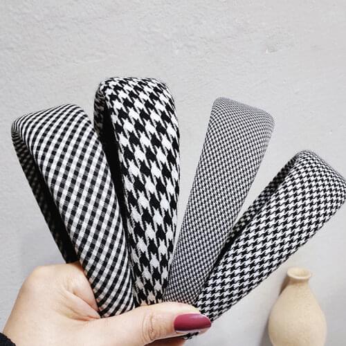 Houndstooth Pattern Women Headband Wide-brimmed European Style Hair Hoop Bezel Fashion Hairbands for Women Hair Accessories