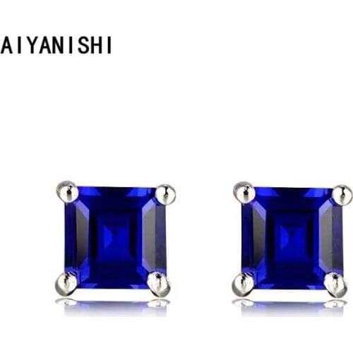AIYANISHI 925 Sterling Silver Women Earrings Sapphire Emerald Gemstone Retro Classic Style Fashion Women Jewelry Wholesale