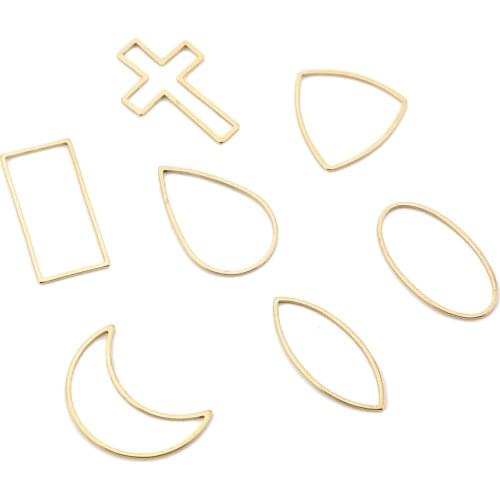 10pcs Gold Tone Stainless Steel Waterdrop Moon Square Round Cross Oval Rectangle Connectors For DIY Jewelry Making Findings