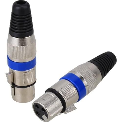 10pcs Blue metal XLR Connector 3pin Microphone MIC XLR Male Plug DAD XLR Female Jack MOM Adapter