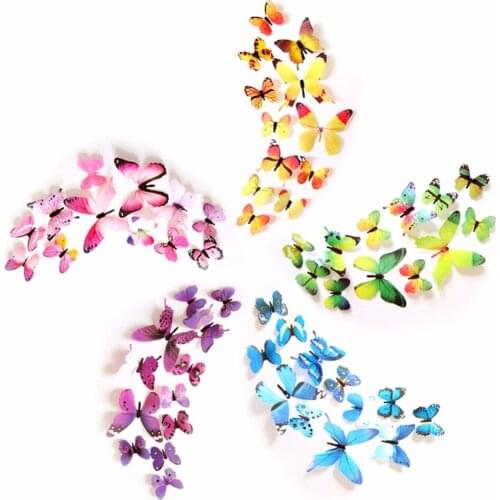 12pcs/Set 3D PVC Wall Stickers Magnet Butterflies DIY Wall Sticker Home Decor Poster Kids Rooms Wall Decoration #272763