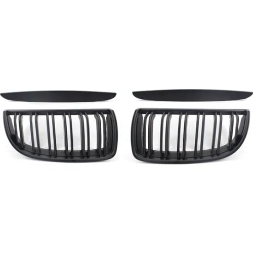 2Pcs/Set Front Grille Matte Black Dual Slat for BMW E90 2005-2008 06 07 Grill