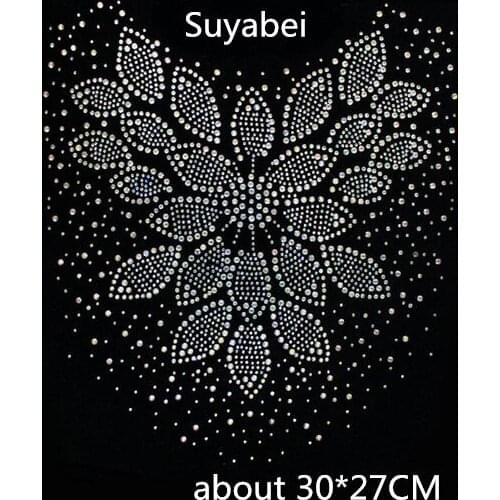 2pc/lot Bling flower Rhinestone Applique Iron On Rhinestone Transfer iron on applique patches hot fix rhinestone transfer motifs